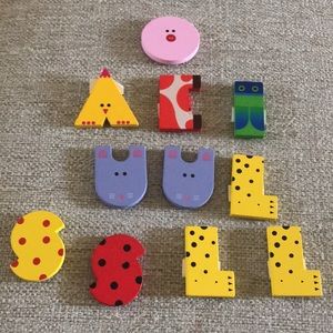 Painted Wooden Letters Shaped Like Animals, Self-Sticking